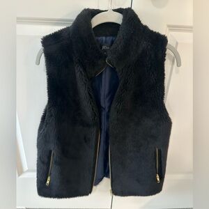 Jcrew Black Faux Fur Vest with Gold Zippers